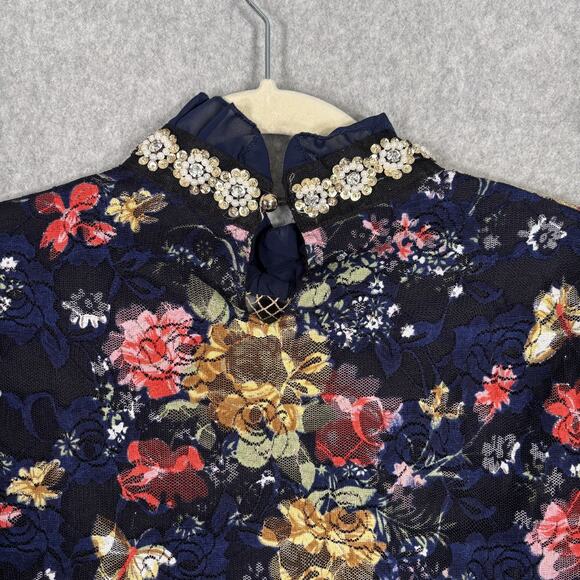 Lace‎ Blouse Medium Pearls Butterflys Gold Crochet Maximalist Victorian Coquette - Picture 11 of 14